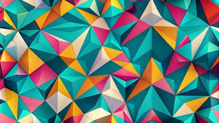 Fototapeta premium Geometric polygon pattern in teal, pink, and yellow hues