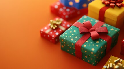 Obraz premium Abstract Christmas Felt Gifts with Bows on Light Background