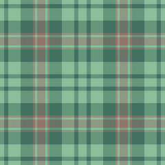 Plaid seamless pattern in green. Check fabric texture. Vector textile print.