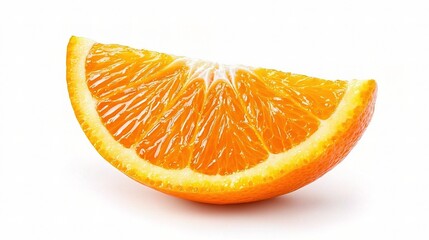 Fresh and Juicy Orange Slice Isolated on White Background Perfect for Refreshing Summer Themes and Healthy Lifestyle Promotions