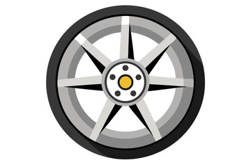 Obraz premium Minimalist Car Wheel Design on White Background for Versatile Use