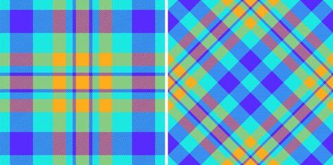 Vector textile background of texture plaid tartan with a seamless pattern check fabric. Set in stylish colors. Fashion outfits for women.