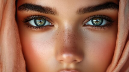 Fototapeta premium A young woman with bright green eyes