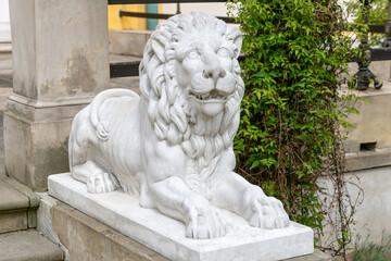 Sculptures in the gardens of Wilanow Palace. Historical Monuments. Warsaw