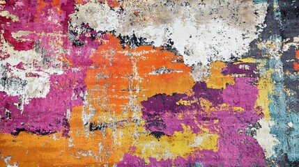 Obraz premium Modern and Colorful Distressed Rug Pattern with Artistic Texture in a Bright Interior
