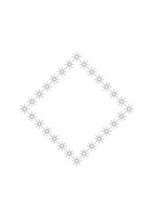square frame made of octagonal stars with black outlines against a transparent background, abstract black and white drawing with copy space suitable for invitation cards, greeting cards etc
