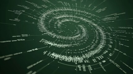 Obraz premium Abstract Spiral Data Visualization with Green Background
