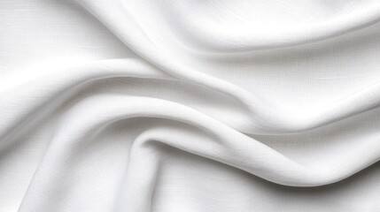 Naklejka premium Elegant white linen fabric with crumpled texture ideal for creative design and decoration in various settings