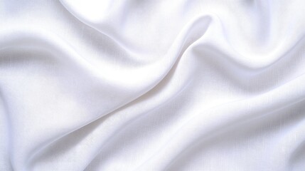 Obraz premium Elegant crumpled white linen fabric backdrop perfect for design projects and decoration, showcasing soft texture in delicate detail