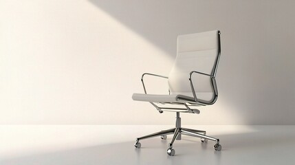 Modern Office Chair Isolated on a Minimalistic White Background with Soft Lighting Casting Elegant Shadows, Perfect for Contemporary Interior Design Concepts