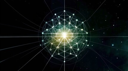 Fototapeta premium Cosmic Network of Interconnected Nodes and Energy