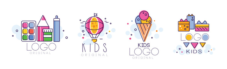 Obraz premium Kids Original Logo Design Bright Collection Vector Set