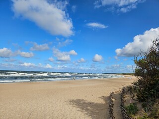 Klaipeda beach, Lithuanian sea, sea, sand, clouds, Baltic sea