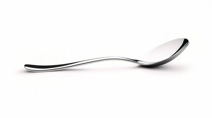 Elegant Polished Silver Spoon Isolated on White Background Capturing the Beauty of Fine Cutlery with a Sleek Design and Stunning Reflection
