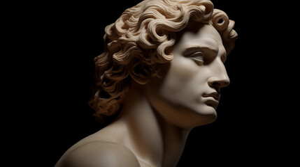 Sculpted Bust of Alexander the Great in Classical Detail