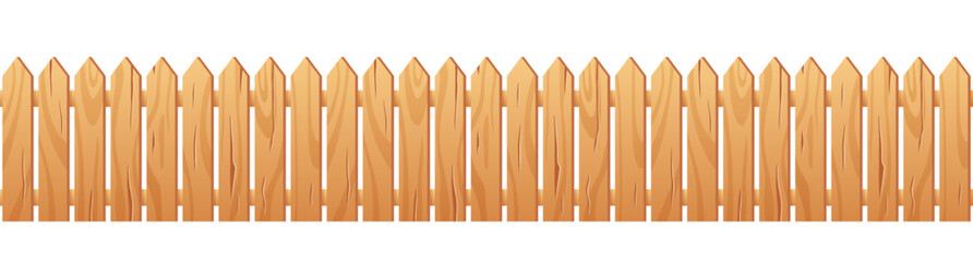 Simple wooden farm fence. Seamless border.