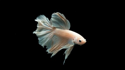 Fototapeta premium Dynamic capture of a Siam Betta fish in motion against a black background