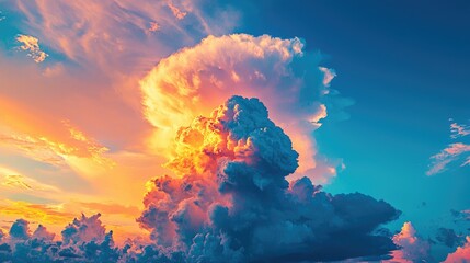 Gradient Blue Sky And Bomb Cloud