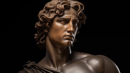 Sculpted Bust of Alexander the Great in Classical Detail
