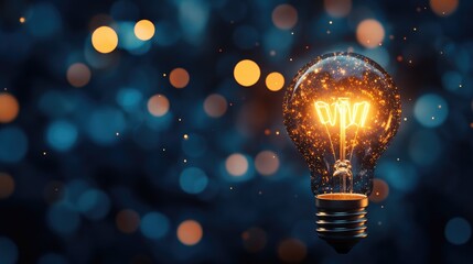 A glowing bulb represents creativity analytical thinking solutions to challenges and advances in technology Theme bulb creativity analytical thinking solutions technological advancement
