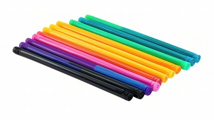 Fototapeta premium A Set of Colorful Markers Isolated on a White Background for Creative Projects, Arts and Crafts, and Artistic Expressions for Designers and Crafters