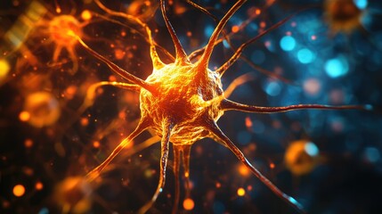 Close up of active nerve cells illustrating human brain stimulation neural activity cognitive processes and the enhancement of mental abilities