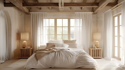 Beautiful Colored Mockup Bedroom Interior Blank Poster Decoration Art Background Image, generative AI