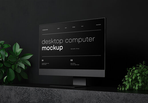 Desktop Computer Mockup &ndash; Realistic Office Workspace Scene for UI/UX, Website, or Software Presentation