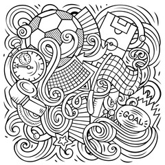 Cartoon vector doodles Football illustration. Soccer funny picture
