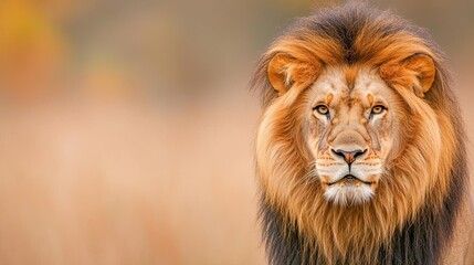 Fototapeta premium Leo lion with cosmic mane, fierce expression, symbol of royalty