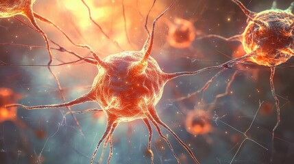 Close up of active nerve cells illustrating human brain stimulation neural activity cognitive processes and the enhancement of mental abilities