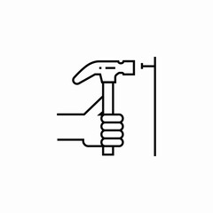nail hammering icon sign vector