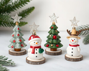 snowman and christmas tree