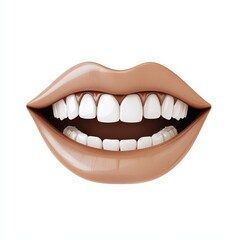 Fototapeta premium shows glossy, well-defined lips with white teeth visible in a smile. The lips are smooth and appear to be wearing a light, shiny lipstick.
