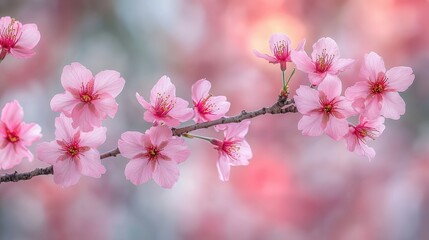 Naklejka premium Beautiful cherry blossom branch in full bloom during springtime