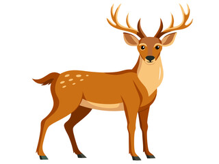 buck deer vector illustration, deer animal isolated flat vector illustration, deer cartoon isolated on white