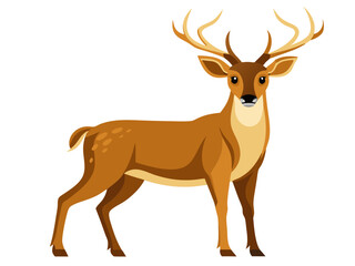 buck deer vector art, animal vector illustration, cute deer cartoon illustration