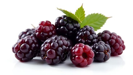 isolated mulberries on a transparent background - fresh, juicy.
