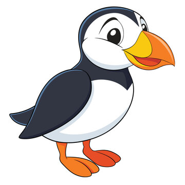 recommend clip art: Puffin bird. Vector illustration of colorful puffin bird isolated on white. Flat design