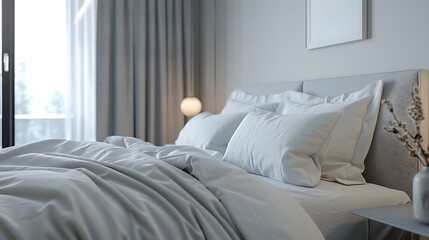 Beautiful Colored Mockup Bedroom Interior Blank Poster Decoration Art Background Image, generative AI