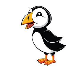 Puffin bird. Vector illustration of colorful puffin bird isolated on white. Flat design