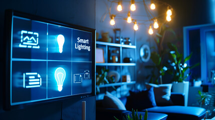 Fototapeta premium Smart home interface for lighting in a stylish modern setting.