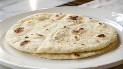 Traditional Naan Bread on Rustic Wooden Table