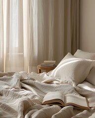 Obraz premium Beautiful Colored Mockup Bedroom Interior Blank Poster Decoration Art Background Image, generative AI