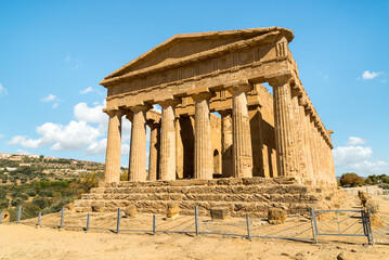 The Temple of Concordia, located in the park of the Valley of the Temples in Agrigento, Sicily, Italy