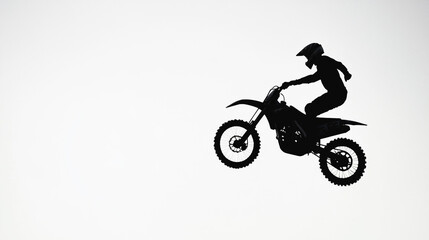Silhouette of Motocross Rider in mid air Jump