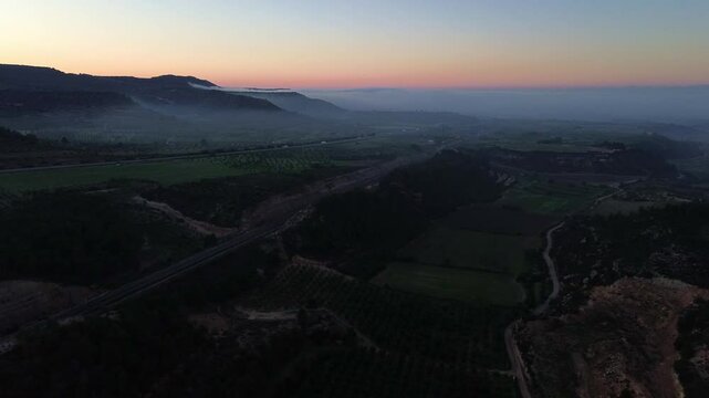 Aerial of Mediterranean Mountains After Dawn 4k drone