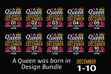 Queen is Born Birthday Design Bundle, January, February, March, April, Jun, July, August, September, October, November, December