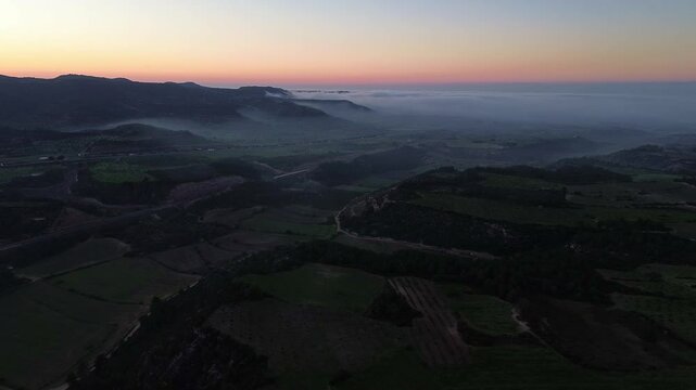 Aerial of Mediterranean Mountains After Dawn 4k drone