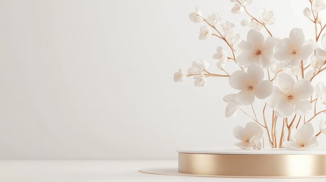 Elegant minimalist template featuring a white and gold design with light pink accents and floral elements ideal for celebrating Mother s Day on a clean white backdrop